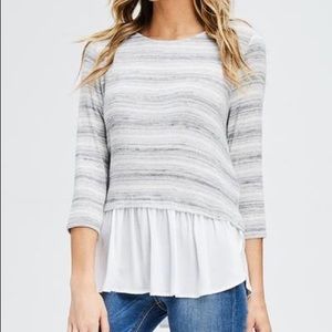 Justine Striped Ruffled Hem Top